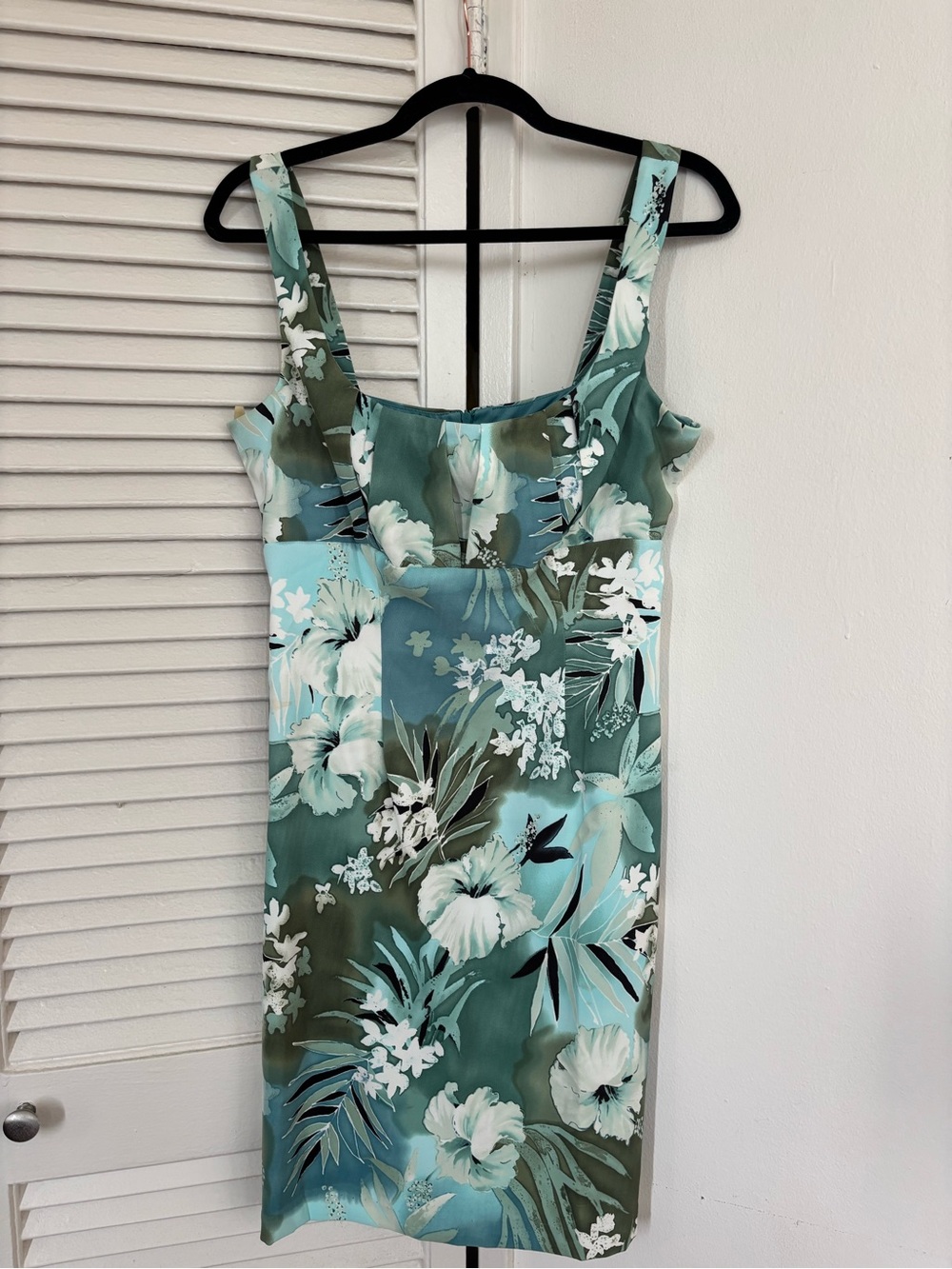 connected apparel Aqua and Green Floral Midi Dress
